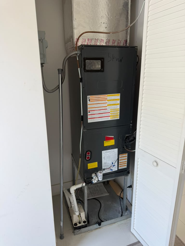 Air handler and condensate pump in a closet